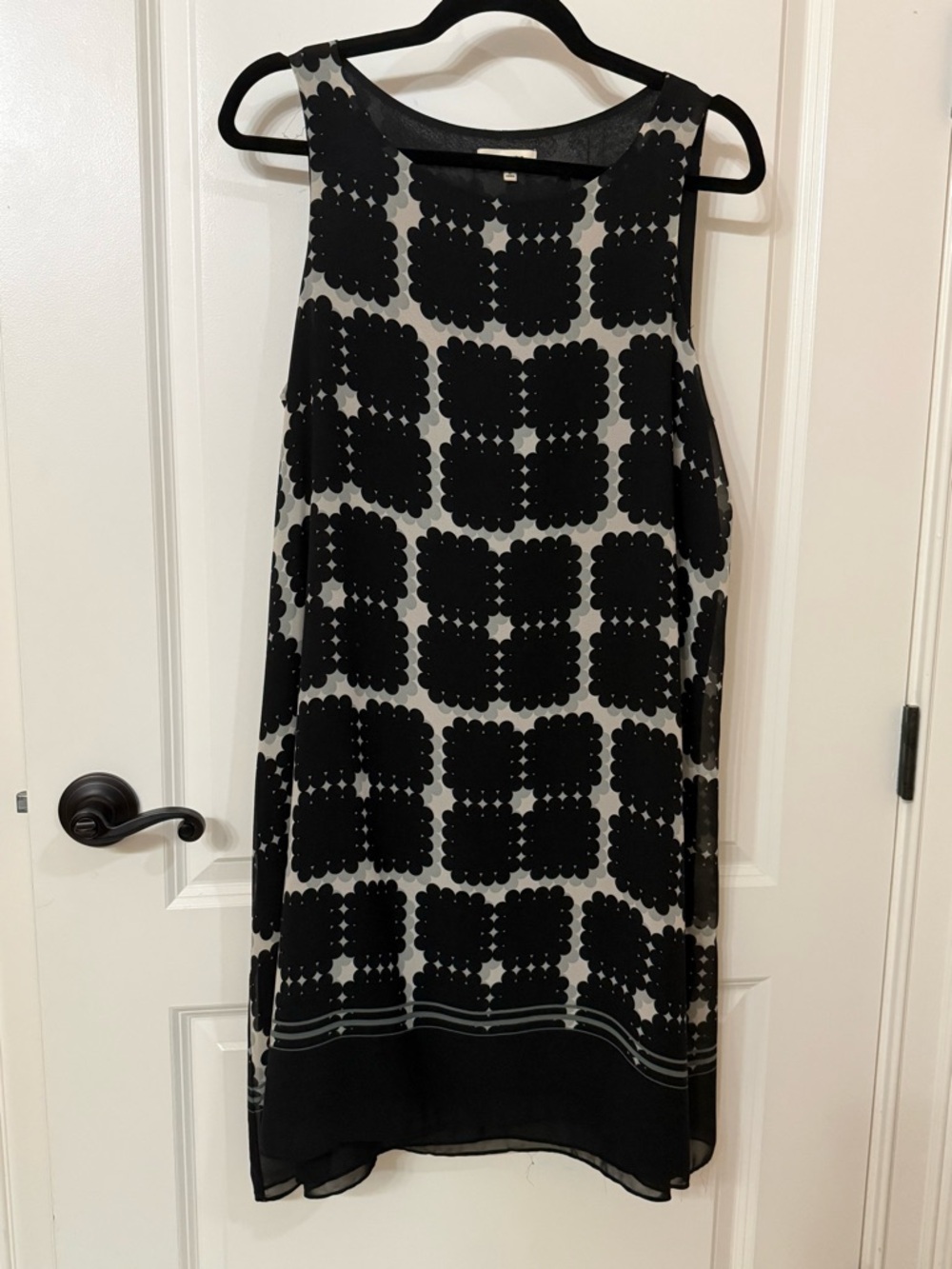 Black and White Geometric A-Line Skirt